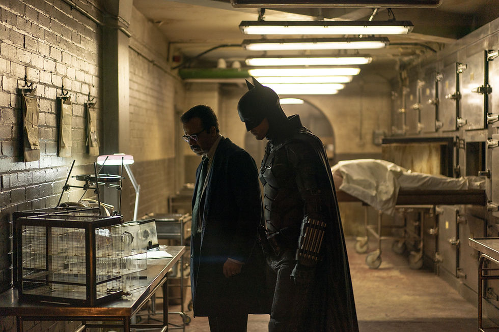 JEFFREY WRIGHT as Lt. James Gordon and ROBERT PATTINSON as Batman in Warner Bros. Pictures’ action adventure “THE BATMAN,” a Warner Bros. Pictures release.