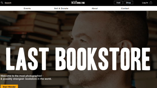 bookstore website example with black design