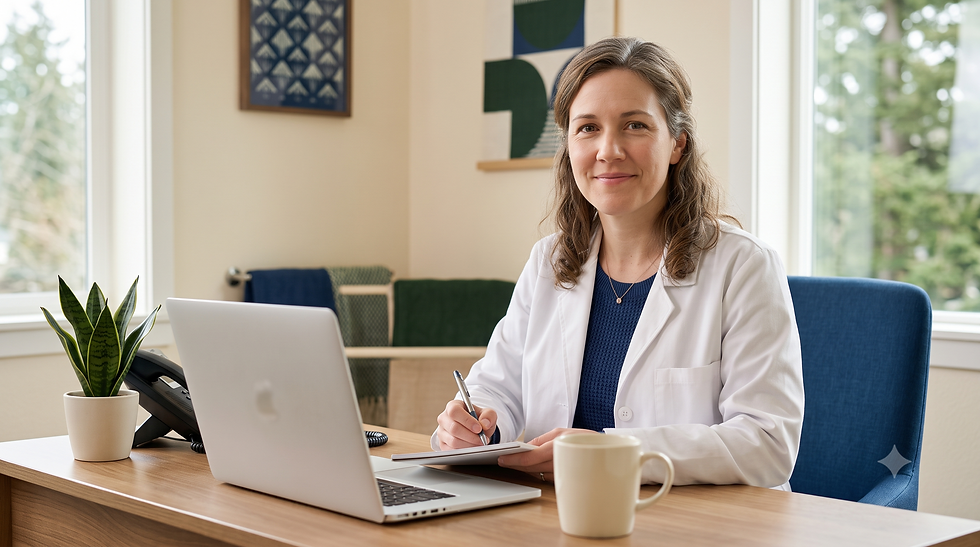 Licensed female provider reviewing creatine supplementation guidance for women's hormone and metabolic health