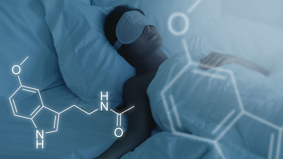 Illustration of melatonin production during sleep, highlighting the potential connection between melatonin and increased nighttime shoulder pain.