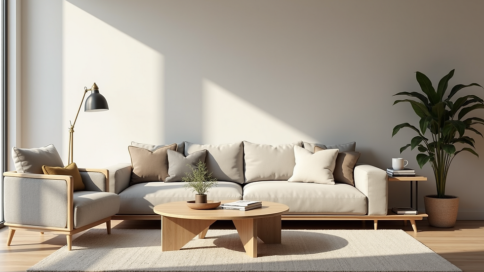 Eye-level view of a well-staged living room with neutral decor