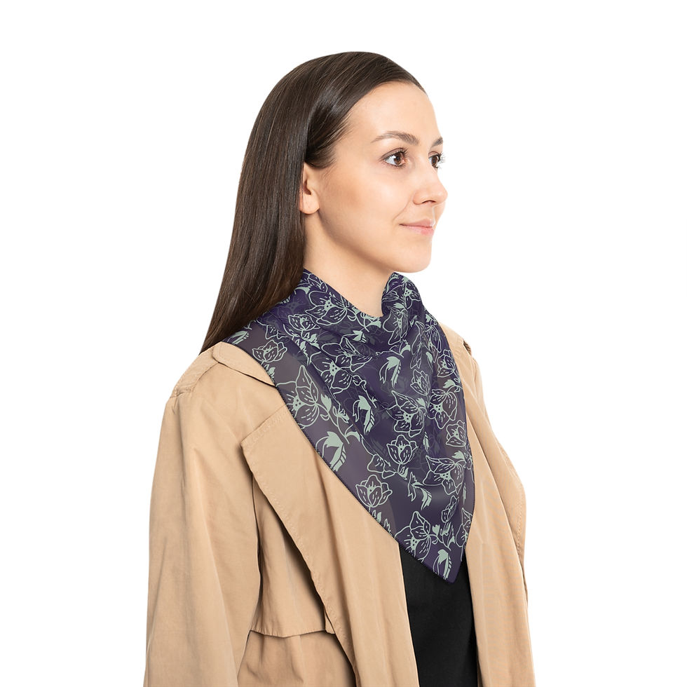 Thumbnail: Green Lotus | Dark Purple Fashion Scarf / Shawl | 25x25 | 50x50