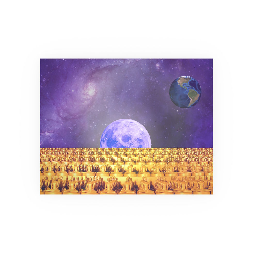 Thumbnail: Moonlit Galaxy Over Field of Buddhas | Transcendental Meditation Wall Art Poster