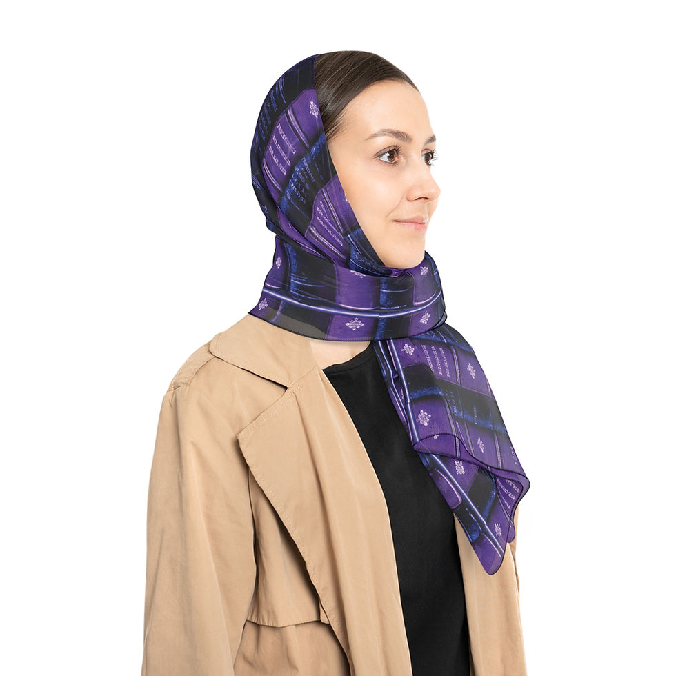 Thumbnail: Purple Book Scarf | Poly Fashion Scarf | Boho Shawl | 25x25 | 50x50