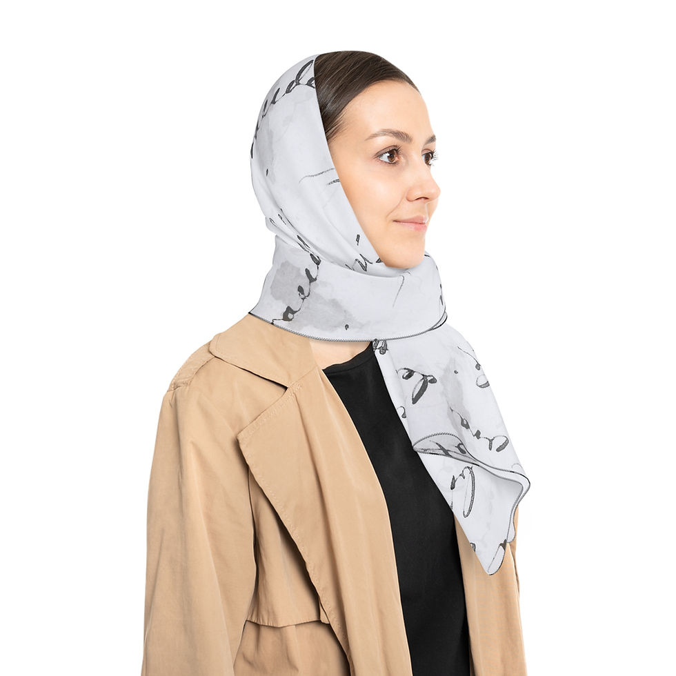 Thumbnail: Off-White Cursive Writing Scarf / Shawl | 25x25 | 50x50