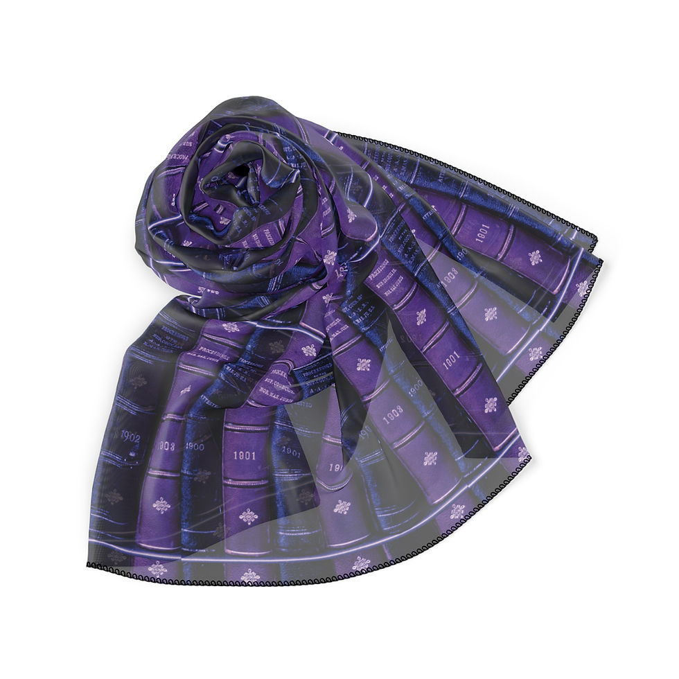 Thumbnail: Purple Book Scarf | Poly Fashion Scarf | Boho Shawl | 25x25 | 50x50