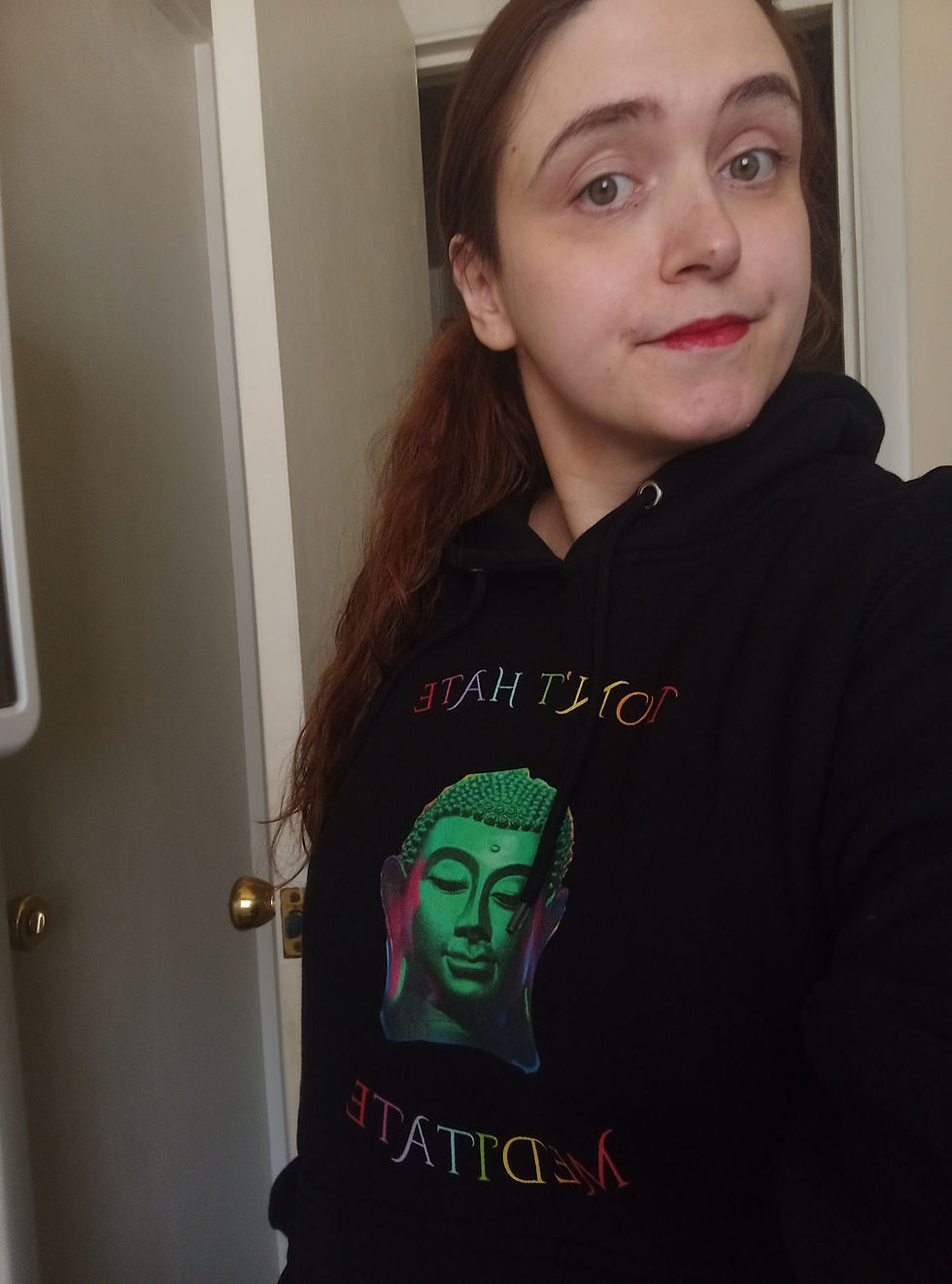 Thumbnail: Don’t Hate, Meditate | LGBTQ+ Buddha | Unisex Hoodie | Rainbow Print