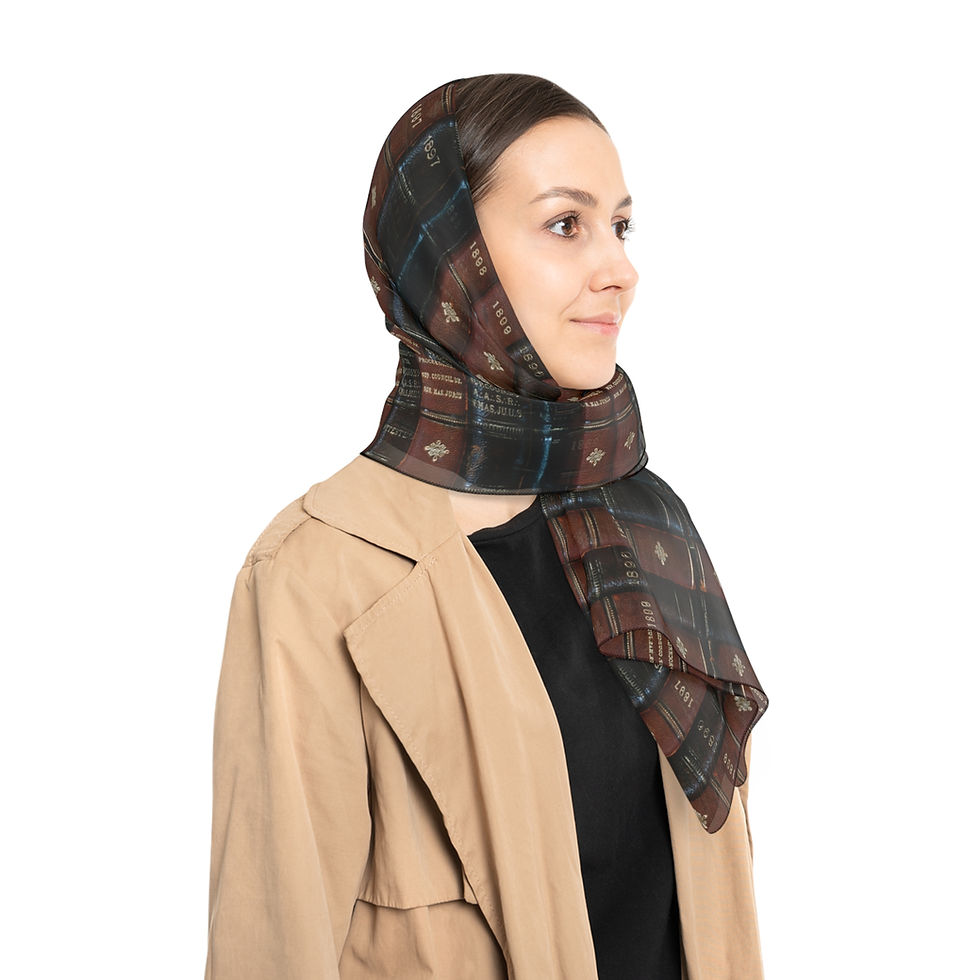 Thumbnail: Library Book Scarf (1) | Dark | Fashion Shawl | 25x25 | 50x50
