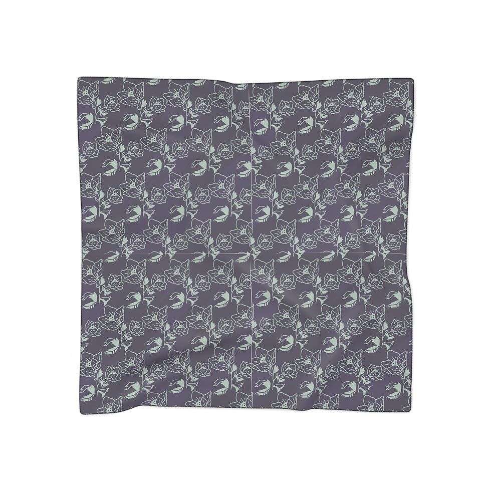 Thumbnail: Green Lotus | Dark Purple Fashion Scarf / Shawl | 25x25 | 50x50