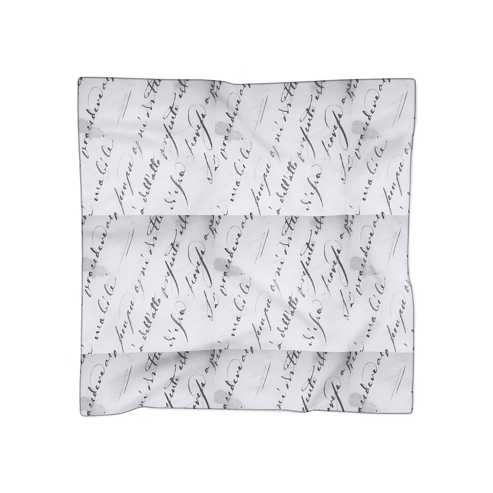 Thumbnail: Off-White Cursive Writing Scarf / Shawl | 25x25 | 50x50