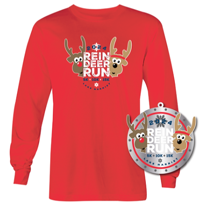 reindeer run shirt and medal