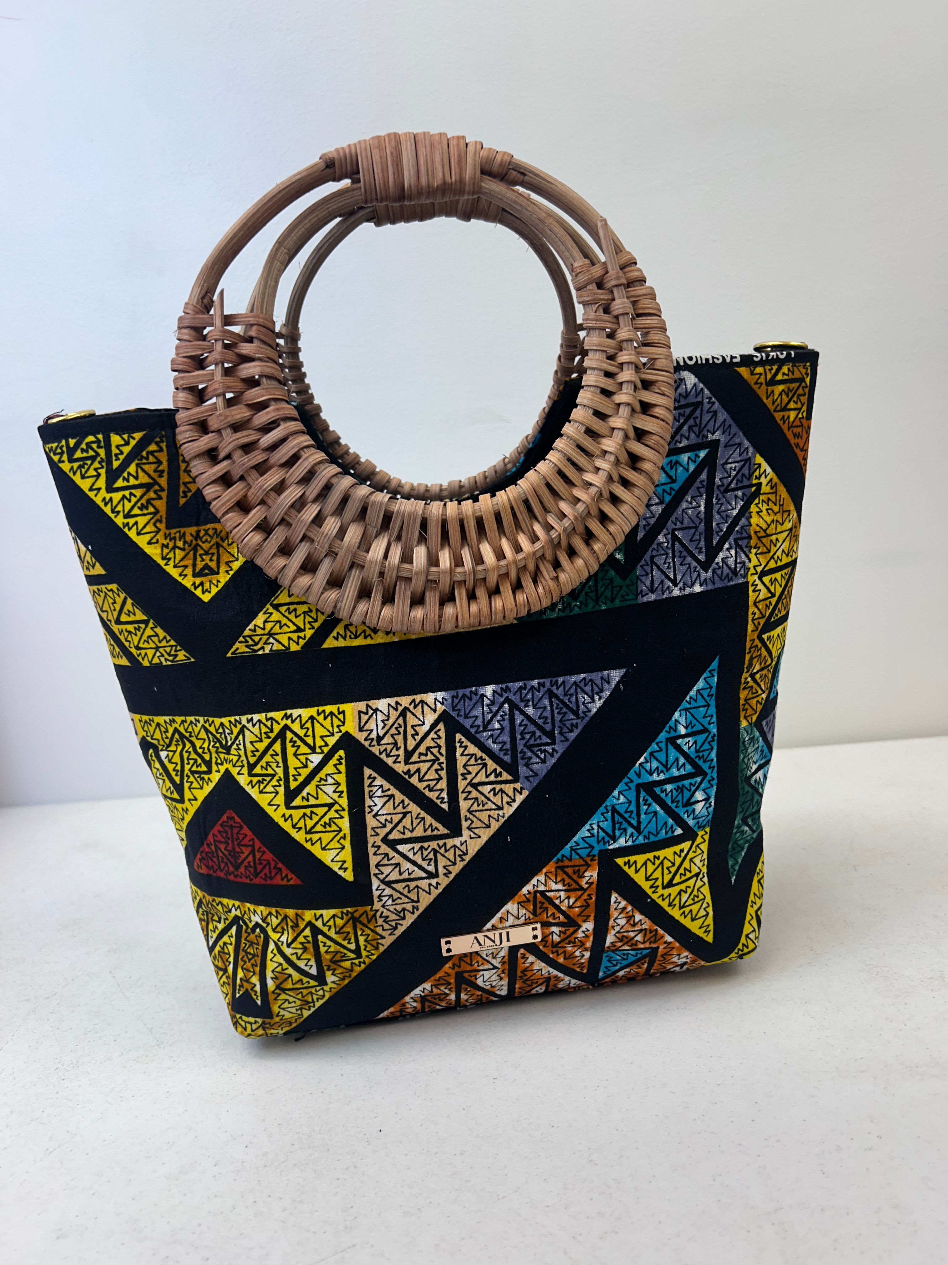Jamestown Ankara Black Stripe Cane Tote - View 1