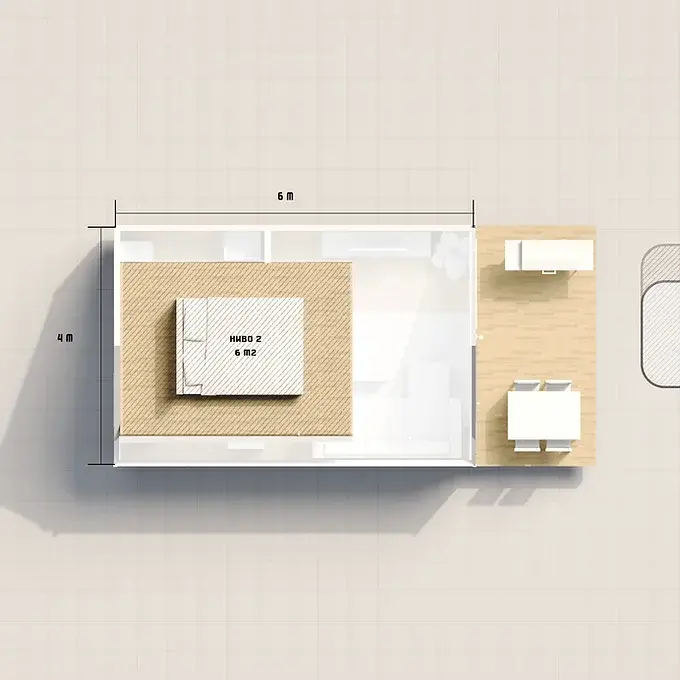 Prefabricated eco house model Neli – 30 m², 1 bedrooms, 2 floor(s), Metal frame structure.5