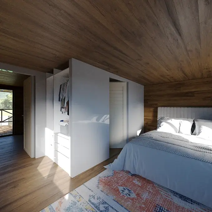 Prefabricated eco house model Kosara  – 92 m², 2 to 3 bedrooms, 2 floor(s), Metal frame structure.3
