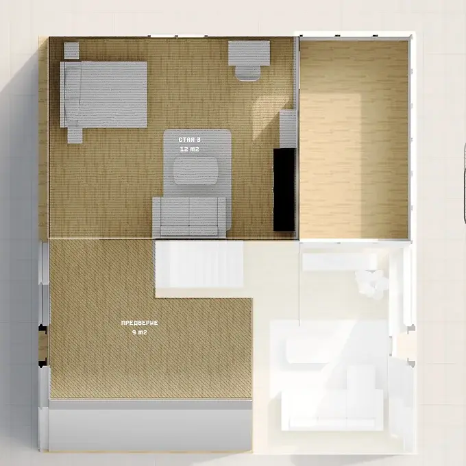 Prefabricated eco house model Alena  – 88 m², 2 to 3 bedrooms, 2 floor(s), Metal frame structure.4