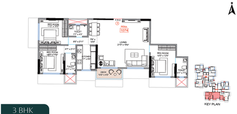 H.Rishabraj Ceramont 3 BHK Floor Plan