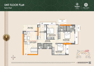 One Vara 3 BHK 1079 Carpet Floor Plan