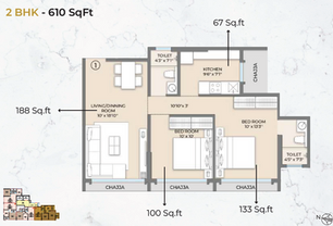 Modi Realty Olive 2 BHK Floor Plan