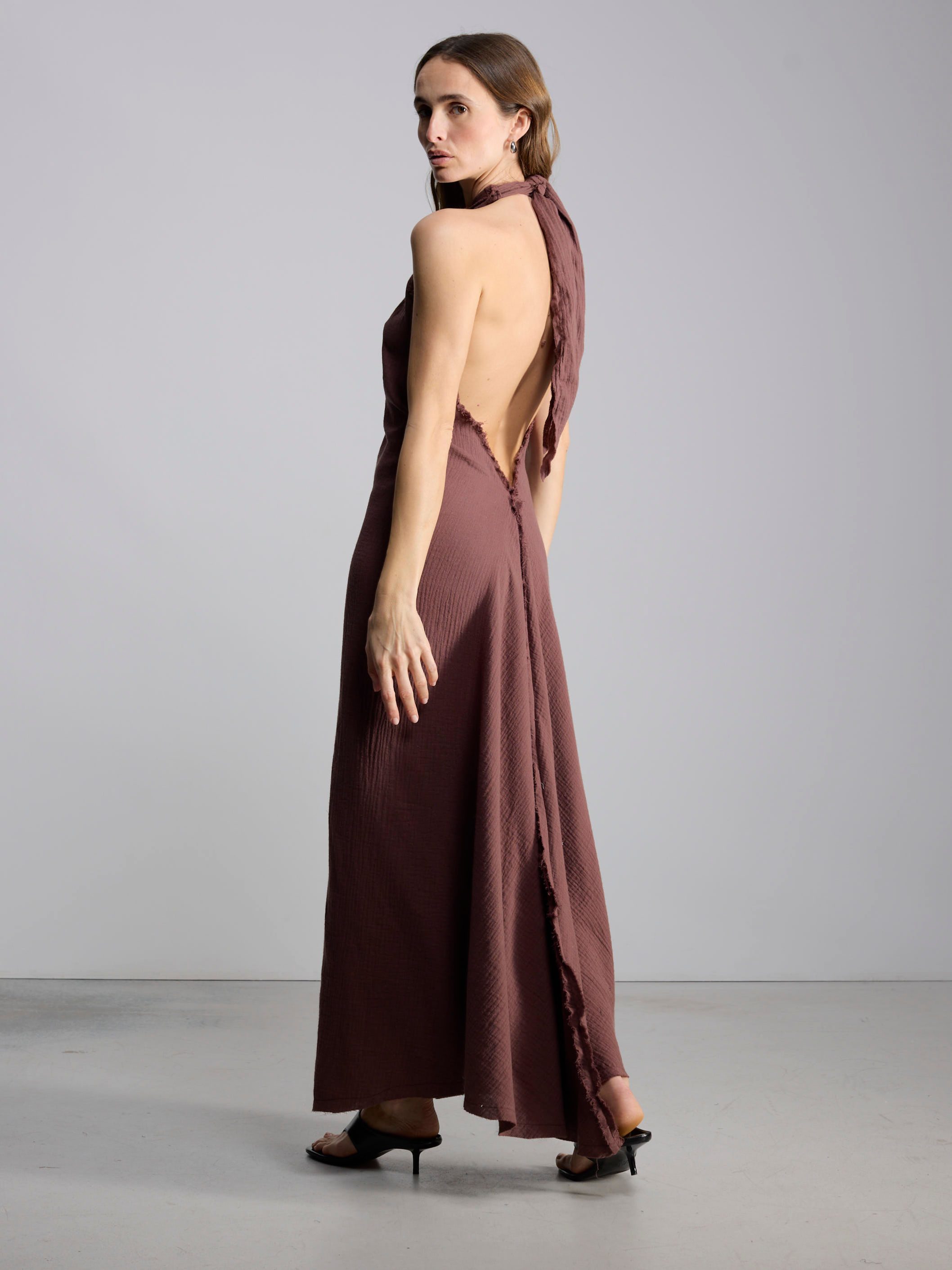 Robe Diane Mocha en gaze de coton