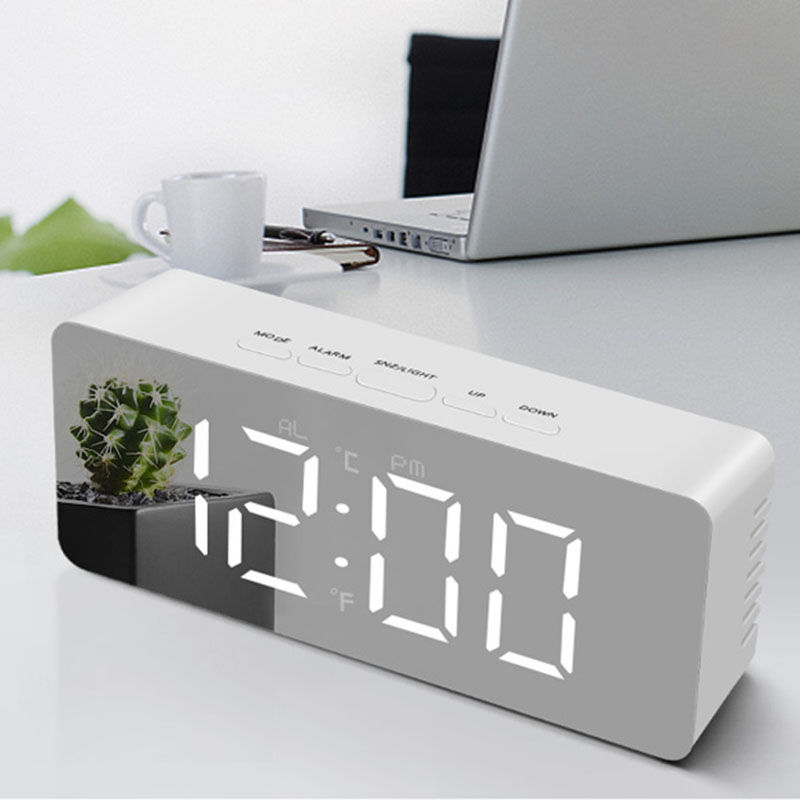 Thumbnail: Digital Alarm Clock LED Electronic Desktop Clock with Temperature for Bedroom H