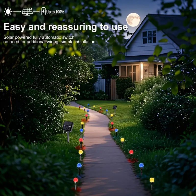 Thumbnail: 30 LED Solar Bubble Ball Lawn Lights Waterproof Solar Pathway String Light for O