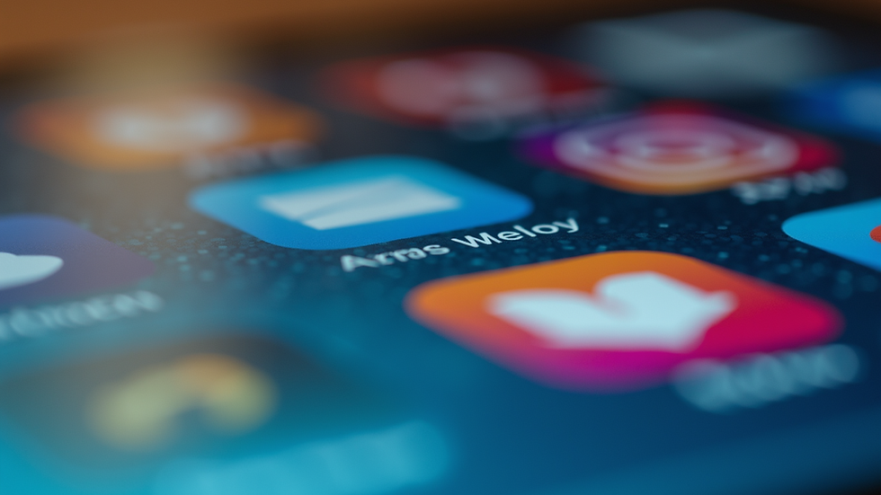 Close-up of a tablet screen showing colorful app icons