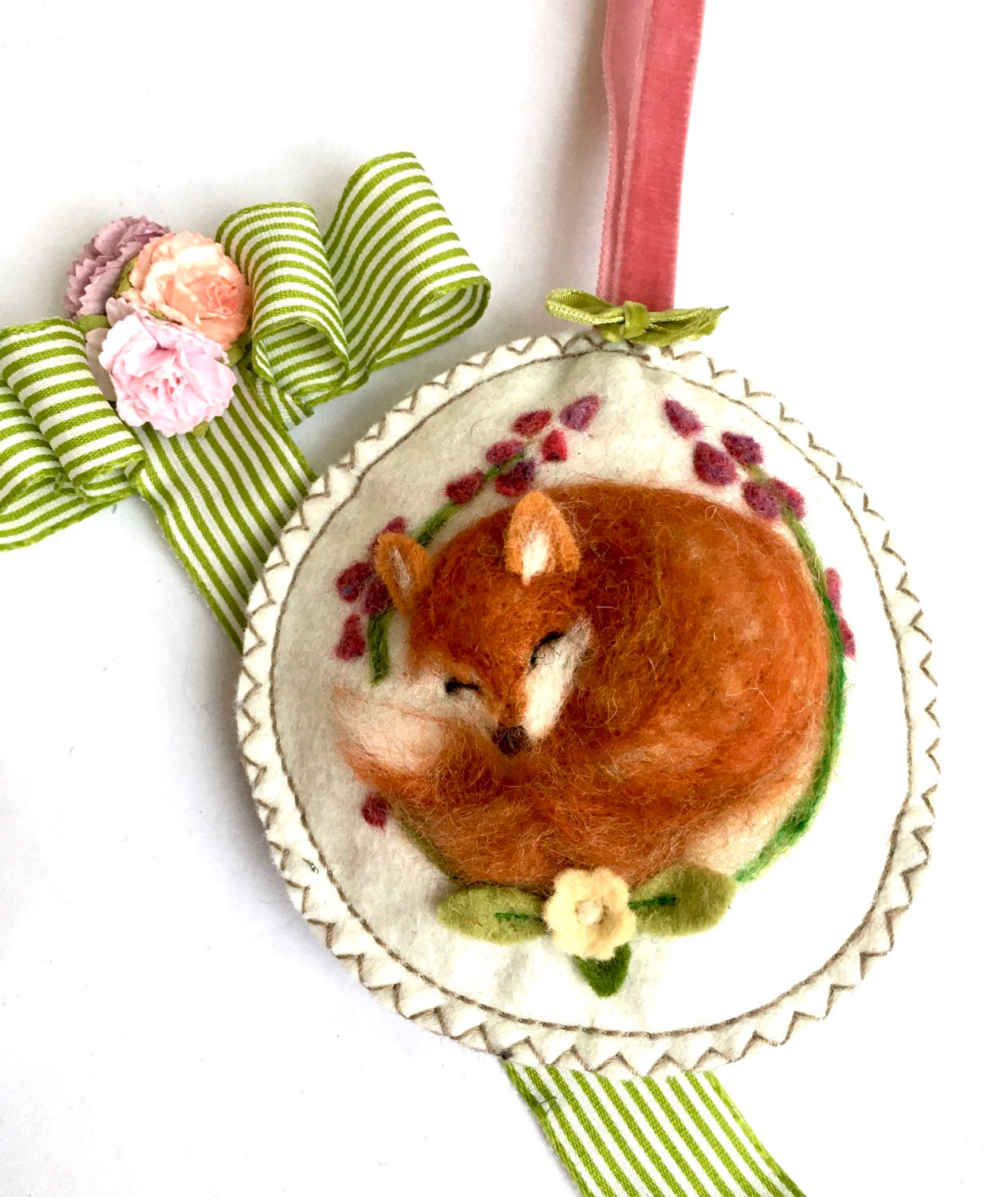 Fox snoozing in the foxgloves lavender scented roundel