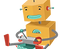 Robot juega con el juguete