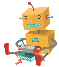 Robot juega con el juguete