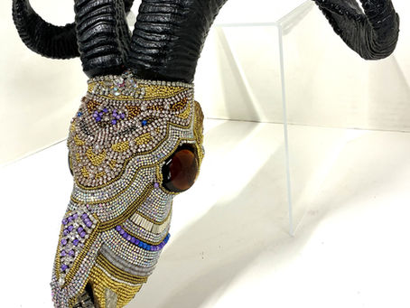 "Glitzy Ram Skull" / $900