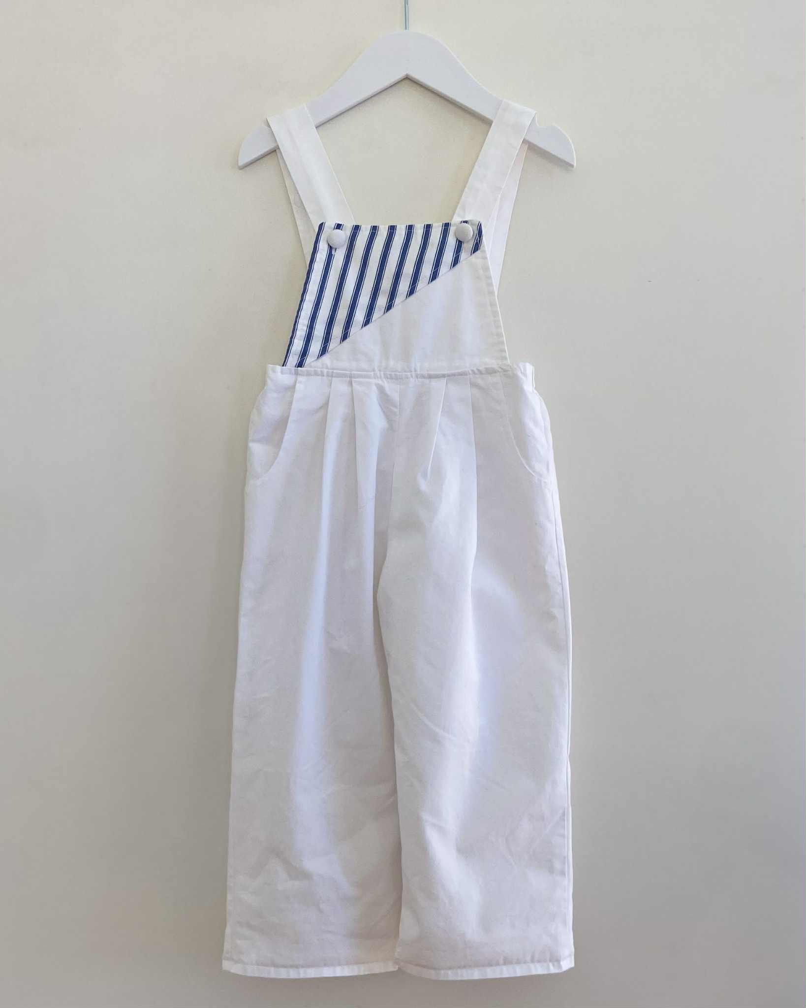 White & Blue Overalls (size 3)