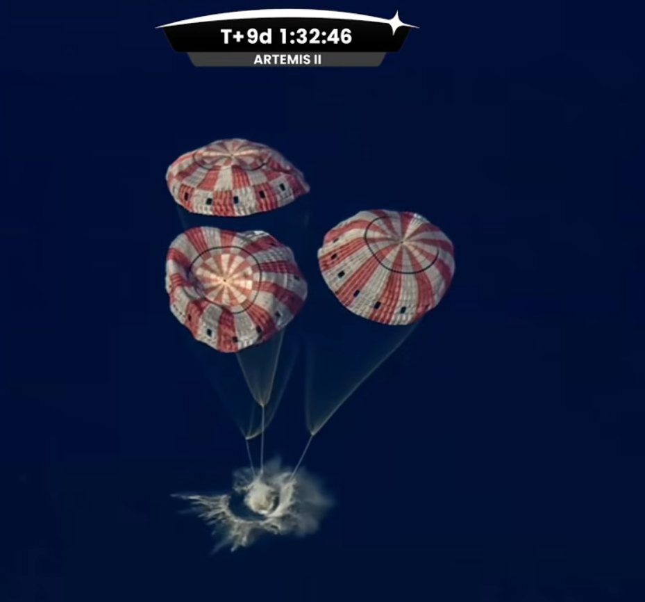 Artemis II volvió a la tierra: amerizó con éxito tras la misión tripulada más lejana de la historia