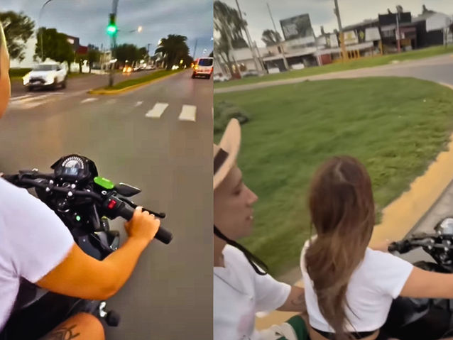 Otra vez la influencer del wheele en Río Cuarto: sin casco y a toda velocidad por una avenida