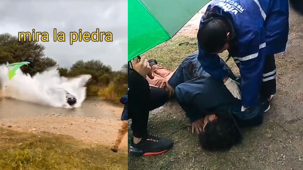 Impactante: una piedra voló en pleno rally y dejó inconsciente a un fotógrafo