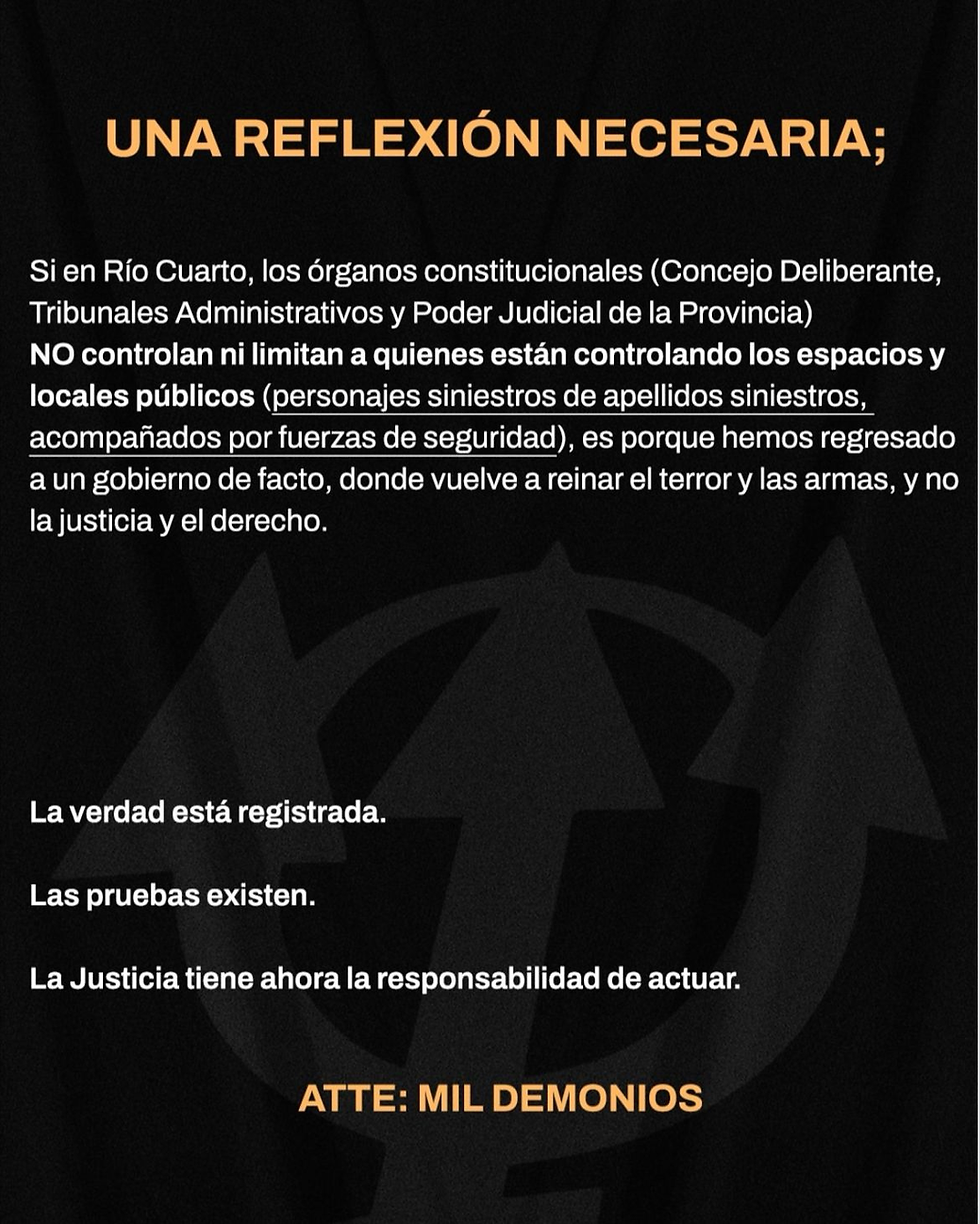 Parte del comunicado de "Mil demonios" en sus redes.