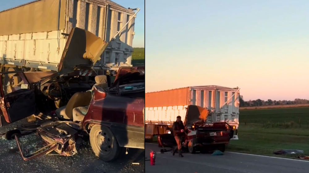 Impactante choque en la autovía 36: quedó atrapado tras chocar contra un camión y fue rescatado