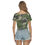 Thumbnail: All-Over Print Women's Raglan Drawstring Front  Crop Tee