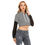 Thumbnail: All-Over Print Women's Fake Two-piece Mesh Sleeve Cropped Hoodie
