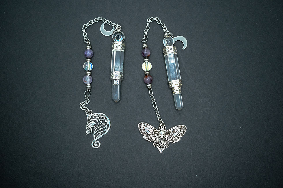 Thumbnail: Clear Quartz Intuition Pendulum with Super Seven and Aurora Glass