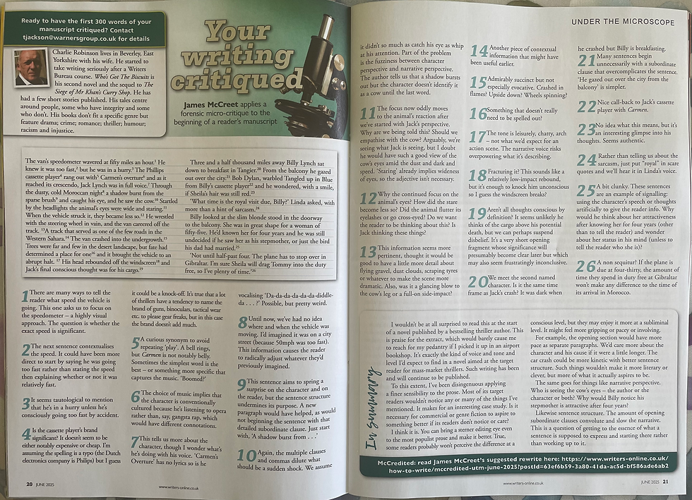 The author featured in Writers Magazine