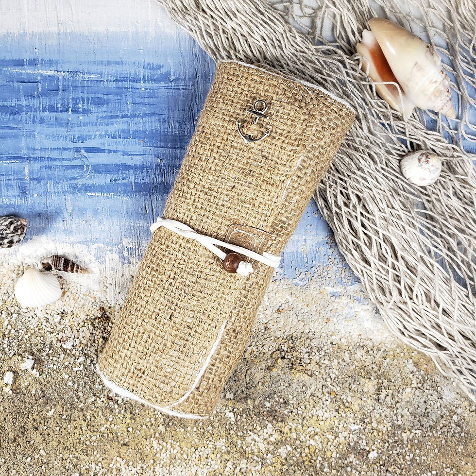 Thumbnail: Jute Enveloping Cover | Beige& White String