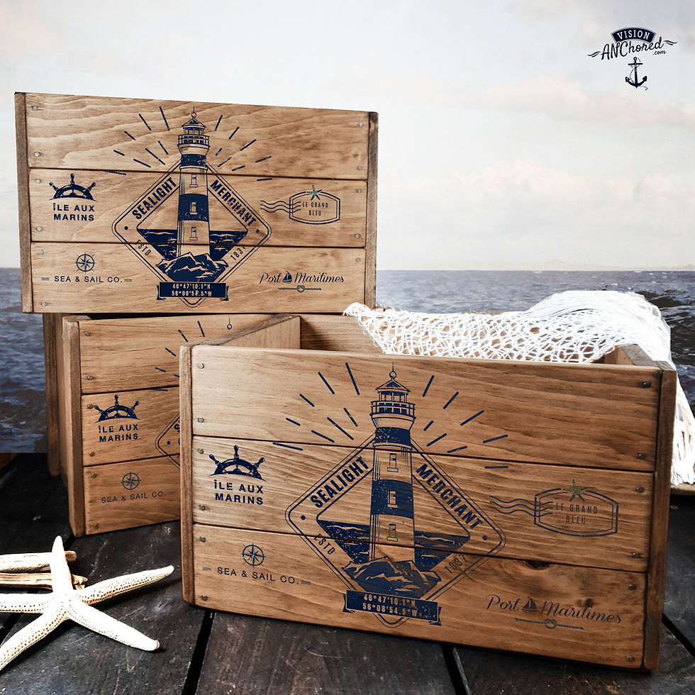 Thumbnail: Cargo Wood Crate - 'SEALIGHT MERCHANT' Stamped Design