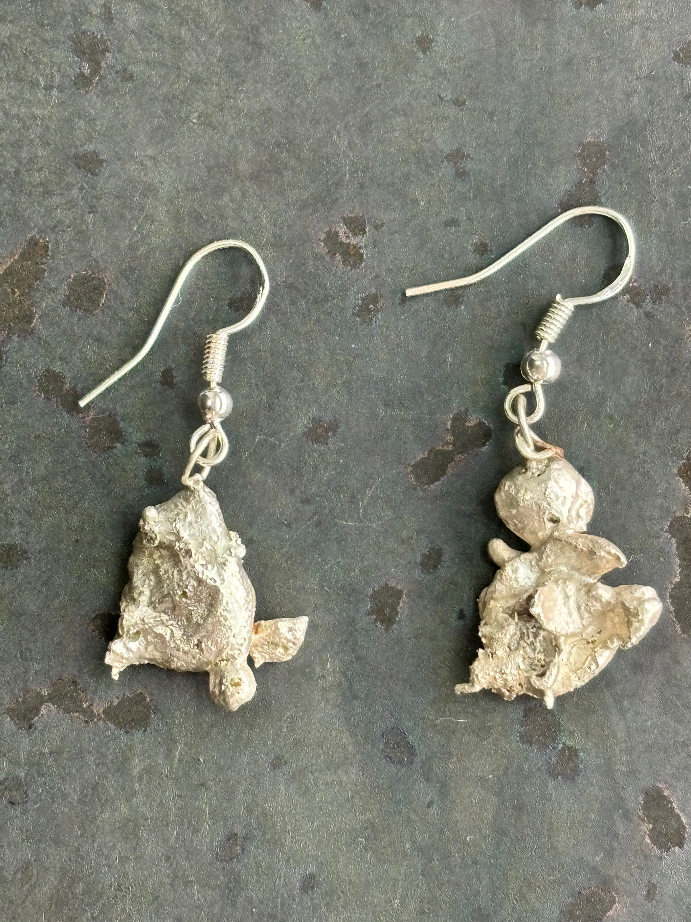 925 water cast earring pair