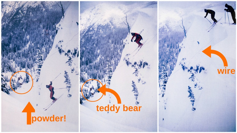 Erik Lindbergh cliff jumping into Teddy Bear Chute. Photo by Roger Barnett