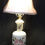 Thumbnail: Mid century modern porcelain table lamp with hand-painted floral & gold leaf 