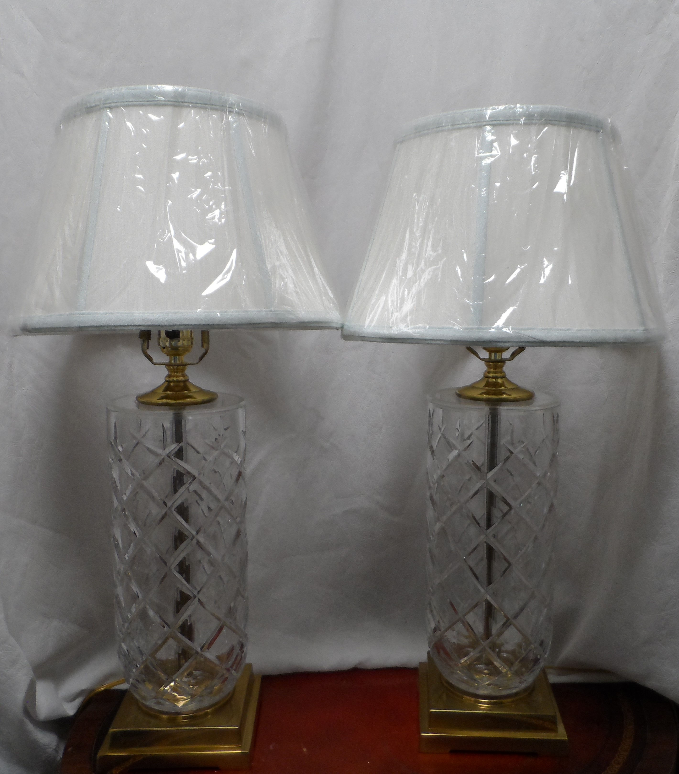 Pair of Vintage Cut Crystal Table Lamps