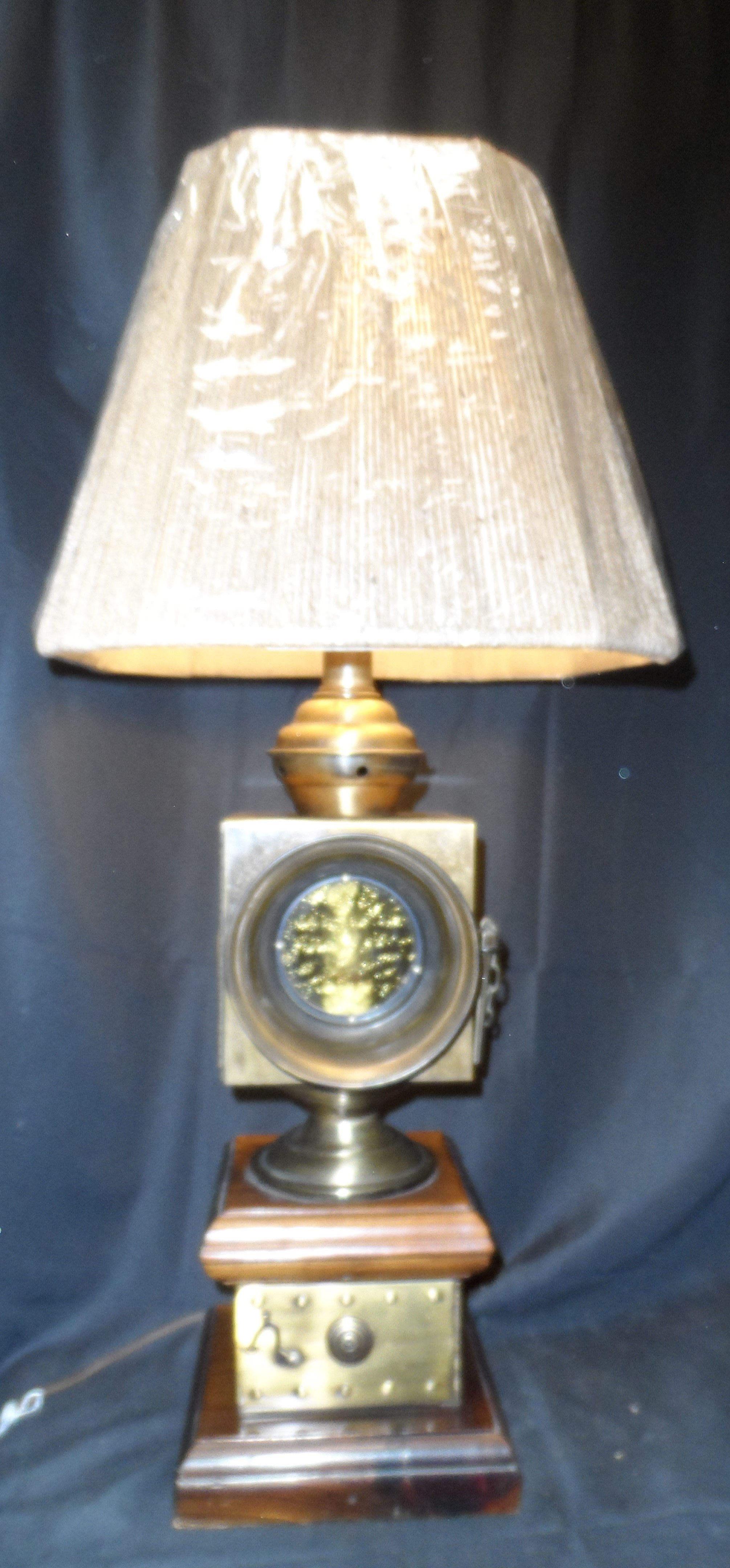 Vintage Housatonic Railroad Company 1852 brass lantern-style table lamp