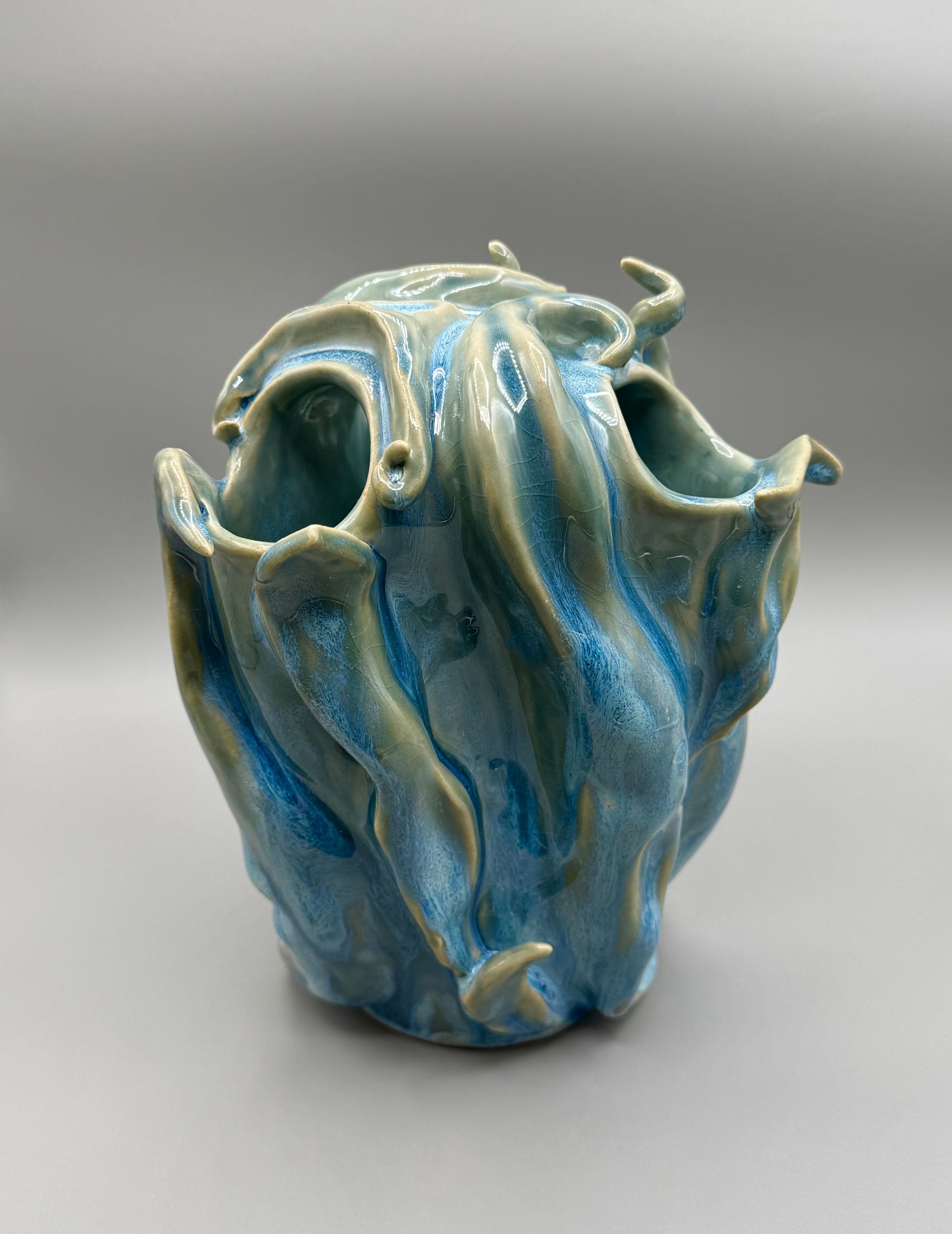 Blue Opal Carved Vase