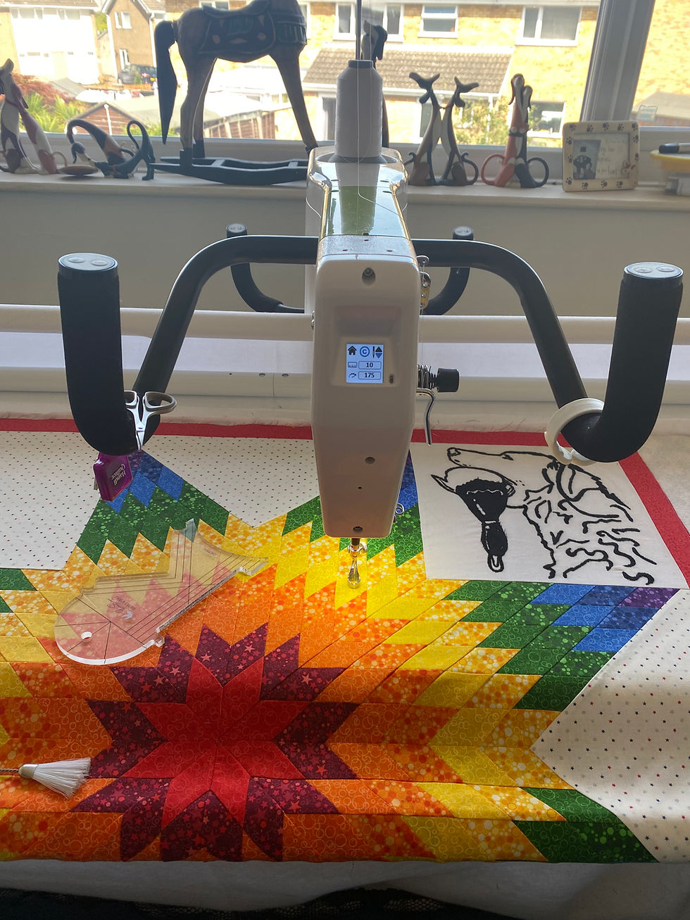 Thumbnail: ** SOLD! ** Moxie 15" Longarm with 8' Loft frame & Accessories