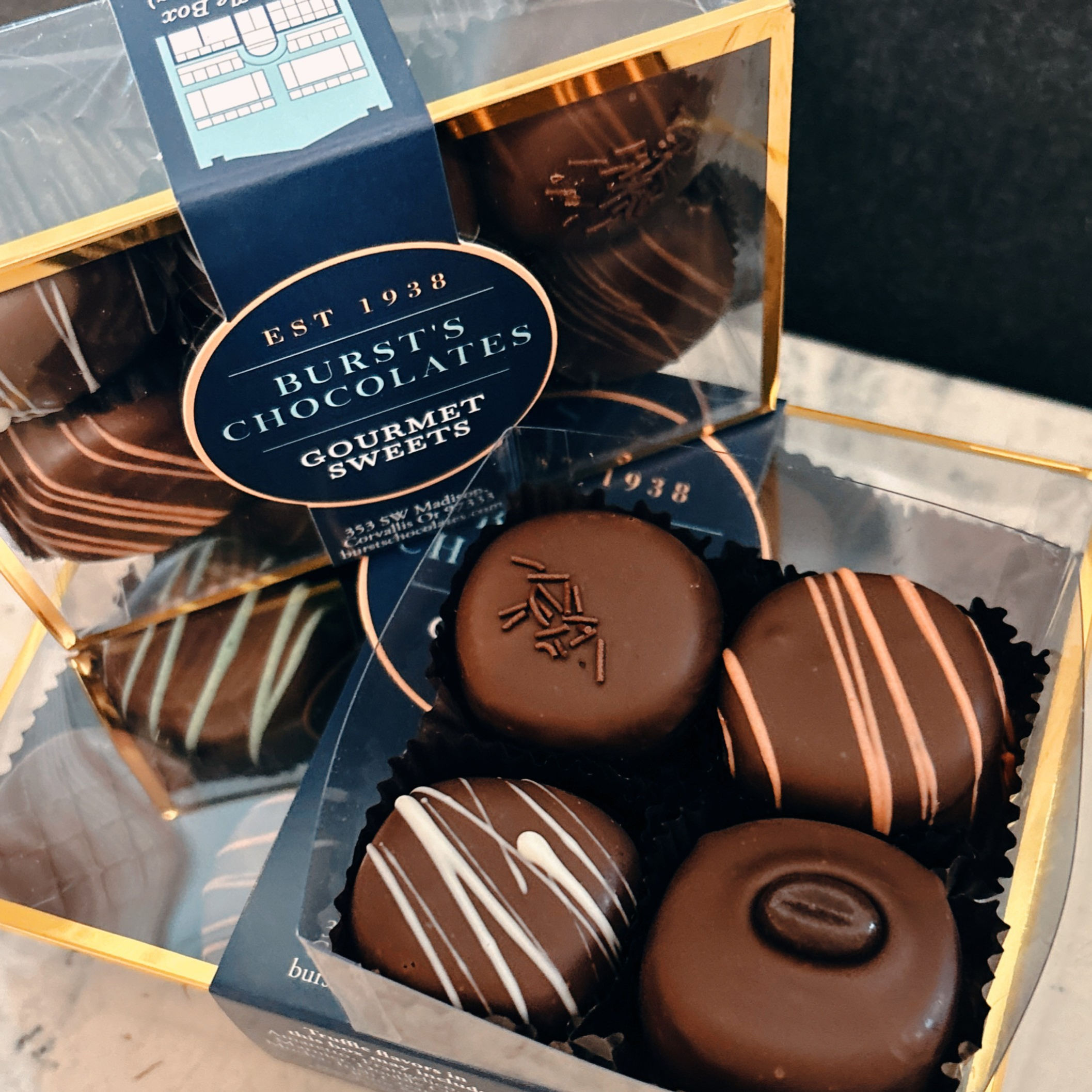Burst's Chocolates 4-Piece Truffle box
